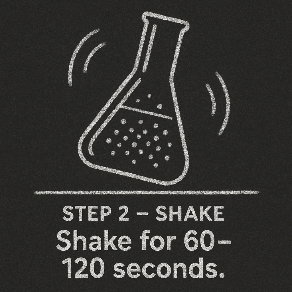Step 2 – Shake for 60–120 seconds graphic