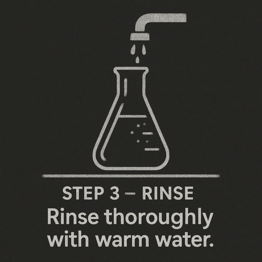 Step 3 – Rinse thoroughly with warm water graphic